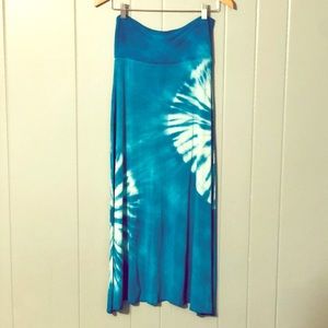 Hand-Dyed Shibori Tie Dye Fold-over Maxi Skirt